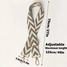 Beige V-Shaped Geometric Jacquard Nylon Adjustable Rotatable Replaceable Bag Strap, Backpack Travel Luggage Accessory, Versatile Instrument Strap, Gift For Family And Friends, Travel Essential - Beige - View 5