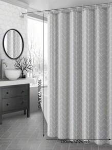 1pc Grey Checkered Bath Curtain, Twill Curtain, High-Quality Peva Curtain, Suitable For Bathroom, Toilet, Dormitory Partition, Metal Buttonholes With Plastic Hooks, Christmas Gift Bathroom Decor