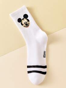 Disney 5 Pairs Cartoon Character Crew Socks, Soft & Breathable Mickey Mouse & Socks, Novelty Socks For Men And Women