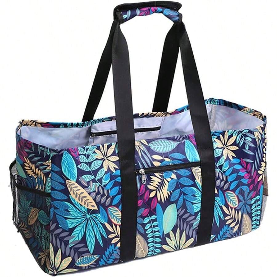 Extra Large Utility Tote Bag, Reusable Shopping Bags With Handles Waterproof, Foldable, And Spacious - 鮮花+無蓋 - 查看 1