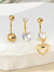 4 Soft Ceramic Full Diamond Navel Rings, Horizontal Bars, Simple Navel Rings, Stainless Steel Navel Buckles, Women's Abdominal Navel Nails, Human Puncture Accessories Suitable For Daily Life Wear