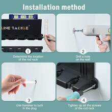 Juego de 2 soportes verticales para caña de pescar para cochera, soportes para caña de pescar montados en la pared, para almacenamiento de 12 cañas - 2 - Ver 6