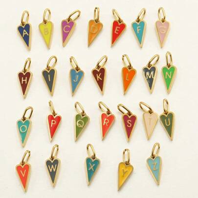 1 Cute Stainless Steel Pendant With 26 Colorful Heart Letters A-Z, Suitable For Bracelets, Necklaces, Earrings, Jewelry Making, Versatile For Daily Parties, And Gift Giving