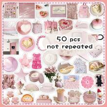 50pcs Pink Cute & Gentle Ins Style Minimalist Decorative Stickers For Bookshelf, Refrigerator, Wall, Picture Books - Multicolor - View 11