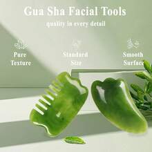 Gua Tools,Guasha Face,Lymphatic Drainage Massager(2PCS,Green) - 1 - 查看 1