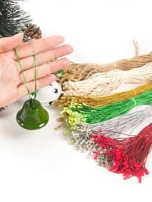 100/200Pcs Christmas Ornament Hangers String,Christmas Tree Hanging Ornament String Hooks Ribbon Ornament String With Snap Fastener Rope Hooks For Christmas Decorations Ornaments,Christmas