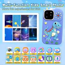 Neues Dinosaurier Kinder Smartphone Spielzeug, 2,8 Zoll HD Touchscreen Lernspielzeug mit 18 Spielen & Musikplayer, 32GB Speicher + stoßfeste Doppelhülle, bestes Halloween- und Ostergeschenk für 3-8 Jahre alte Jungen & Mädchen