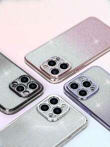 1pc Silver Glitter Soft Phone Case, Delicate Edging, Girly Design, Anti-Fall Anti-Scratch, Compatible With IPhone 16-7/Pro/Pro Max/Plus, A03-A73/S8-S25/Ultra/FE/Plus/Ultra, Phones, Minimalist Style Essential For Commuting - Silver - View 3