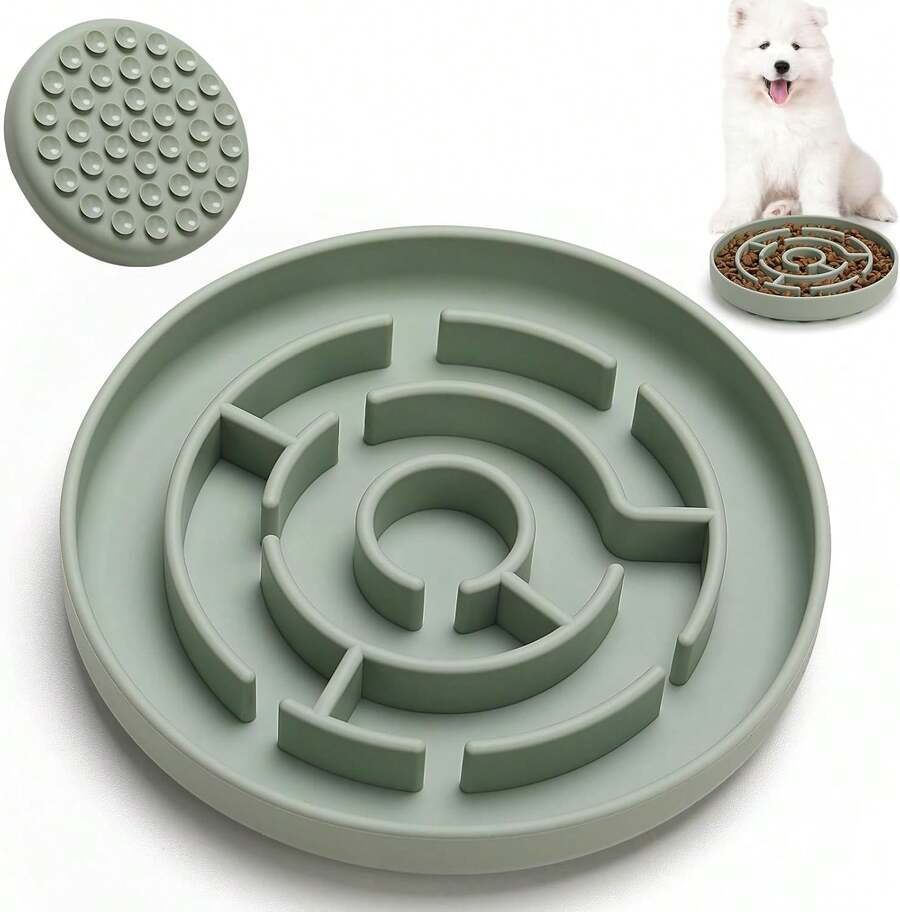 Slow Feeder Dog Bowls Silicone Maze Food Suction Bowl Feeders Pet Puzzle Lick Mat To Slow Down Eating For Small Breed Size Dogs,12065439 - 中紫紅色 - 查看 1