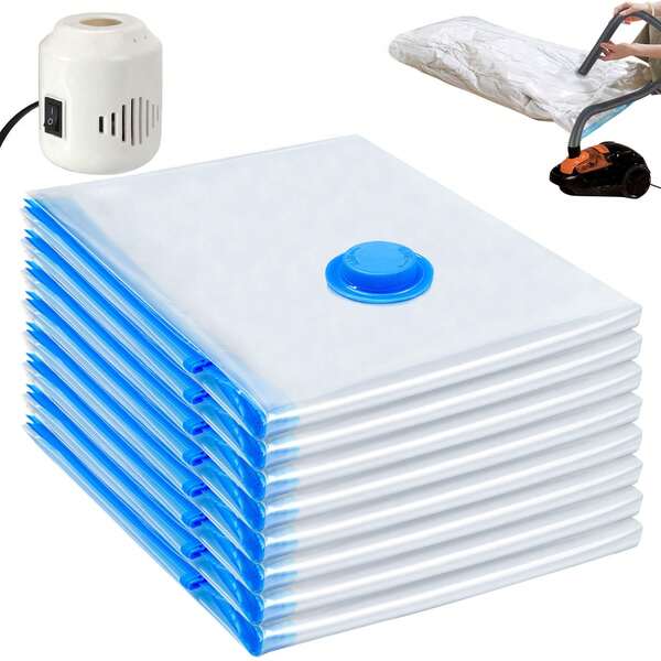 8pcs Large Transparent Vacuum Compression Bag, Vacuum Sealed Bag, Saving Space For Home Storage, Large Capacity Dust-Proof Sealed Storage Bag, Essential For Travel Storage And Returning To School