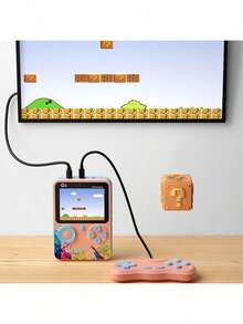 1pc Portable Handheld Game Console With Wired Controller Support, Suitable For Multiplayer And TV Connection. Lightweight And Compact, With Rich Content Library And Long-Lasting Battery, Ideal For Outdoor Gaming. Perfect Birthday Gift, Package Includes Game Console, TV Connection Cable, USB Charging Cable, And User Manual, 400mAh Lithium Battery - Multicolor - View 7