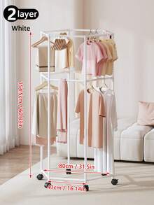 1 Percha de ropa multifuncional con ruedas, adecuada para interiores, exteriores, balcón, dormitorio, estantes de almacenamiento de ropa ahorradores de espacio, tendederos para colgar ropa - Tendedero de ropa multifuncional - Ver 13