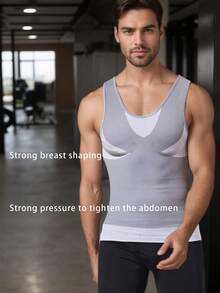 男士压缩无袖衬衫，紧身修身汗衫，适合运动、通勤和分层穿着 - 白色 - 查看 2