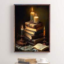 1 Stück / 3 Stücke ungerahmte Leinwandmalerei Vintage Buch Wandkunst, Buch LeinwandmalerMusteruck Heimdekoration, verlassene gotische Bibliothek, dunkle College Dekoration Poster, antike viktorianische Raumdekoration