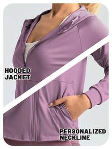 Soyun Women's Sports Jacket Loose Top Hooded Cardigan Suitable For Outdoor Activities Travel Home Casual Party Office Gym