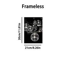 1/3 Panel Black Fashion Print Canvas Wall Art, Black & White Retro Disco Ball Poster, Bedroom, Living Room, Office, Home Decor, Frameless - Multicolor - View 9