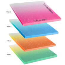 1 件半透明渐变闪光便签 - 防水、自粘、无残留、3x3 英寸、透明书签、适合注释和礼物 - 彩色 - 查看 8