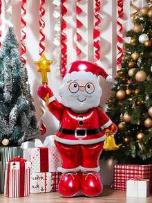 1pc Large Christmas Standing Balloon,Snowman Elk Gingerbread Man Santa Claus Xmas Tree Balloon, Christmas Party Home Decorations