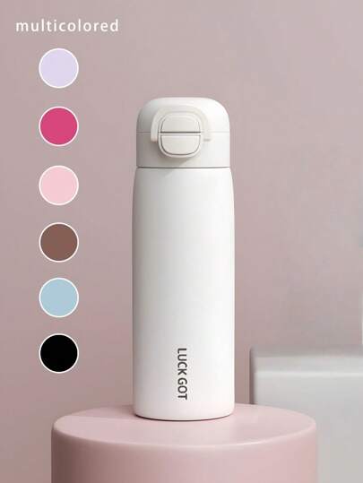 Fashionable Portable Dual Lid Stainless Steel Insulated Water Bottle, Versatile For Outdoor, School, Men And Women