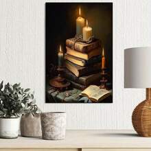 1 Stück / 3 Stücke ungerahmte Leinwandmalerei Vintage Buch Wandkunst, Buch LeinwandmalerMusteruck Heimdekoration, verlassene gotische Bibliothek, dunkle College Dekoration Poster, antike viktorianische Raumdekoration