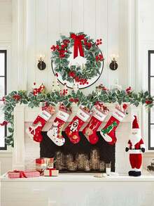 1/2pcs 74.8inch Artificial Red Fruit Vine With Simulated Green Leaves, Wreath-Style Artificial Vine, Bright Colors, For Home Decoration, Outdoor Courtyard Decoration, Porch Balcony Decoration, Fireplace Decoration, Christmas Tree Decoration, Wreath Making, Party Decoration, Bedroom Living Room Decoration, Wall Decoration, Office Decoration, Christmas Decoration, Birthday Gift