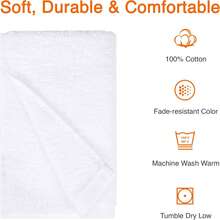 6/5 Pack Premium Cotton Face Towels, Ultra Soft  Washcloths For Body & Sensitive Skin Quick-Dry Absorbent Bath Towels (30x14 Inces), Bulk Bath Towels Set, Machine Washable, Durable Home Towels - trắng - Xem 2