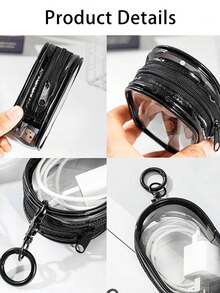 حقيبة تخزين صغيرة شفافة قابلة للحمل 1/2 قطعة، منظم متعدد الوظائف مدمج، حافظة سماعات وشاحن مع سلسلة مفاتيح، اكسسوارات سفر شفافة، متوفرة باللونين الأسود والأبيض، راقية ومدمجة، مناسبة لتخزين العناصر الصغيرة، حقيبة تخزين كابل البيانات، حقيبة سوار، حقيبة مكياج، حقيبة عرض أرقام واضحة، حقائب ودلاية حقيبة ظهر، سلاسل مفاتيح السيارة، أساسيات العودة إلى المدرسة