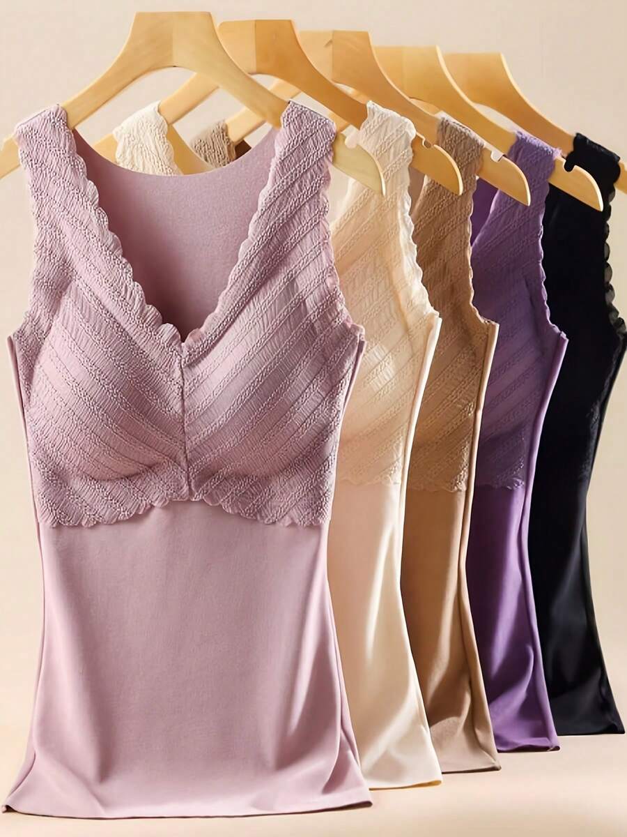 Ropa interior térmica para mujer de 5 piezas: Top de una pieza moldeador sin costuras de invierno, capa base súper suave y elástica, adecuado para clima frío. - Multicolor - Ver 1