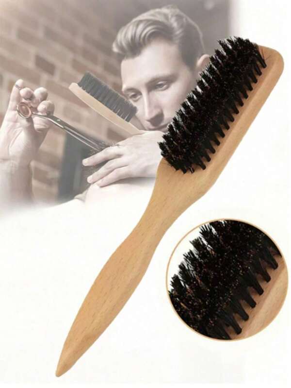 Boar Bristle Hair And Beard Brush For Men And Women - Unscented Mane Bristle Professional Barber Styling Brush For Thick/Thin Hair, Fade And Clipper Cleaning Comb, Slick Back Smoothing Tool.