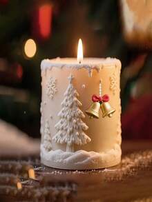 1pc Christmas Decoration Ornaments Silicone Molds For DIY Christmas Snowflakes, Reindeer, Santa Claus, Cylindrical Scented Candles Molds. Easy To Make, Easy To Clean, Easy To Demold. Suitable For Bathroom, Bedroom, Dining Table, Home Decoration Ornaments. Christmas Gift For Others. Gypsum Molds, Resin DIY Craft Molds.