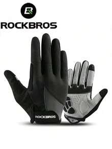 ROCKBROS 一双长指手套，配有凝胶垫，防滑透气，舒适男女通用设计，山地和公路骑行手套，指尖兼容触摸屏，四种颜色可选，是春秋骑行的必备品