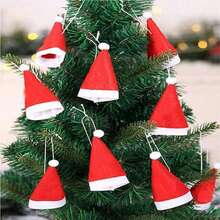 1/10/20pcs Christmas Hat Tableware Holders, Mini Non-Woven Santa Claus Tableware Holders, Lollipop & Wine Bottle Toppers Decor, Suitable For Christmas Party, Thanksgiving And Other Holiday Table Decorations