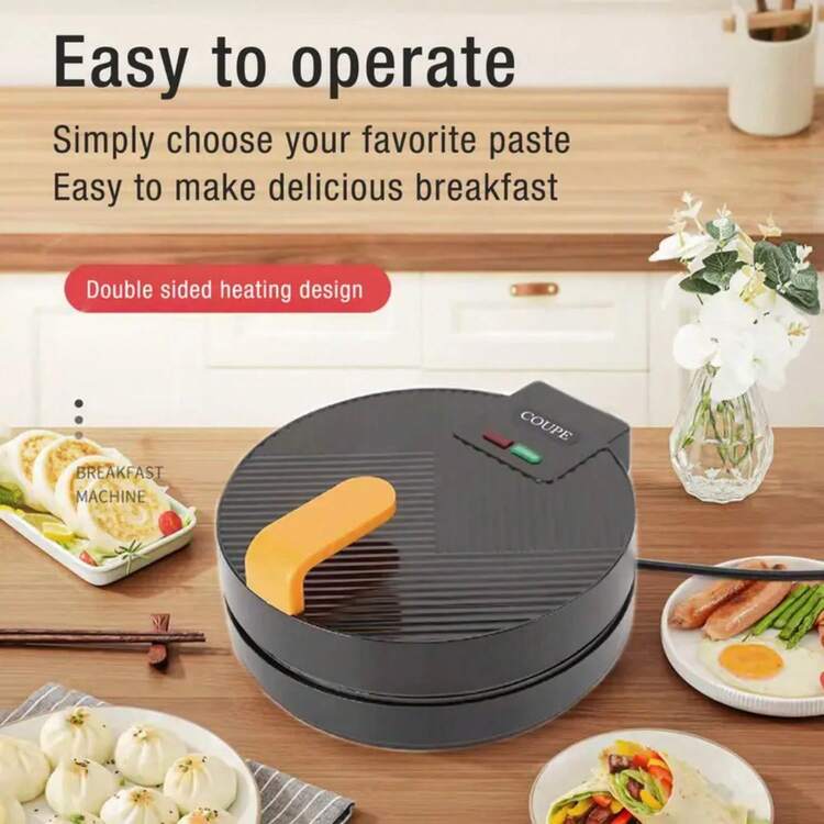 Mini máquina para hacer donas de 1400 W, calentamiento automático de doble cara, con superficie antiadherente, puede hacer 7 donas redondas, adecuada para postres navideños o meriendas para niños - Negro - Añade 9