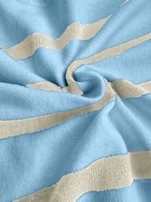 Áo len dài tay cổ polo phối màu tương phản kẻ sọc kiểu vintage mùa xuân & thu mới, áo chui đầu dáng rộng nửa cài khuy kiểu retro dành cho nữ, thích hợp cho năm mới. - Màu xanh tươi và trắng ngọc trai - Xem 4