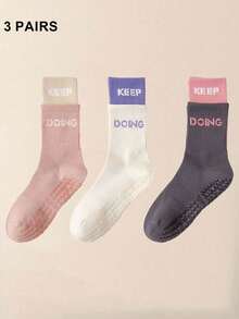 1双/4双/6双装女士条纹瑜伽袜，防滑硅胶材质，适合室内运动健身，精美圣诞礼物，独特新年礼物，情人节女友礼物 - 彩色 - 查看 13