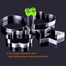 1-10 件不锈钢鸡蛋烹饪圈，E 鸡蛋模具形状：心形、花朵、熊形、大象、苹果形、马形、鸡形、星形、老鼠形、圆形，适用于厨房早餐