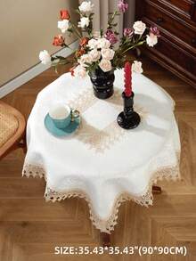 1 块提花缎面桌布，水溶性蕾丝边，优雅简约宫廷风格，优质面料，适用于方形、矩形桌子、厨房、餐厅、会议、书桌、咖啡桌、梳妆台、装饰围巾、家居装饰、桌旗、餐垫，适用于客厅、咖啡桌、卧室、庭院、室内/室外家具、露营、别墅、节日、派对、橱柜聚会、节日装饰、派对/婚礼装饰，有多种尺寸可供选择 - 卡其色 - 查看 4