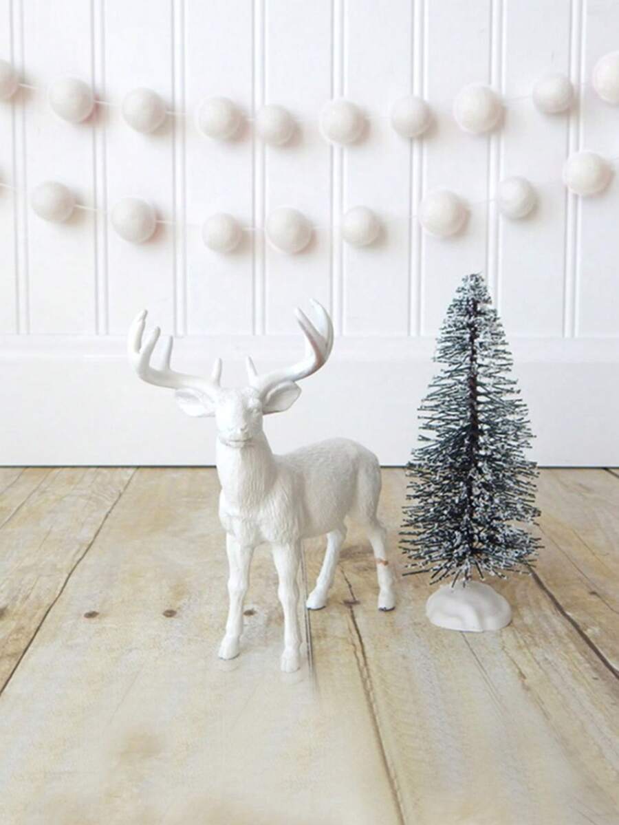 1 Peça Guirlanda de Flores de Bolas de Feltro Brancas e Vermelhas Feitas à Mão, Adequada para Decoração de Festa de Natal, Decoração de Parede, Decoração de Quarto, Decoração de Árvore de Natal