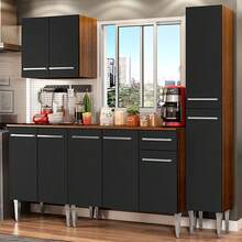 Cocina Integral Completa Modular Madesa Emilly Sing 201cm Color Marrón/negro 01 - Marrón y negro - Ver 1