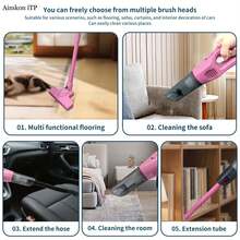 Aimkon iTP 便携式手持式吸尘器，配备多功能配件 - USB 充电，符合人体工程学设计，适用于汽车、家庭和办公室使用，耐用 ABS 材质，小巧轻便，适合狭小空间，2600mAh，7.4V - 彩色 - 查看 7