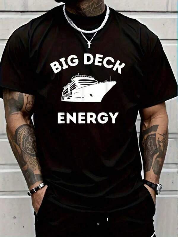 Funny Cruise Ship Shirt Men - Big Deck Energy-Shirt Graphic Tees Summer Clothes Men Shirts Street Wear Vintage Shirts Graphic Tees Men Camisas Para Hombre Funny Shirts Printed & Shipped In USA