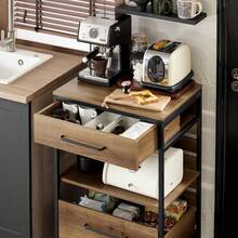 SoBuy FKW118-PF, Industrial Vintage Style Kitchen Trolley Cart Kitchen Storage Trolley Serving Trolley With Mobile Storage Chest - Brown - View 10