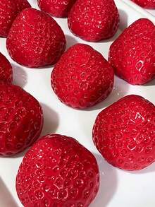 1 件果冻猫软玩具柔软 Q 弹性不粘感官坐立不安软 Taba 软油亮大草莓软玩具，硅胶质地高品质手工制作减压食品玩具，DIY 新款透明粉色草莓奶油浇头 - 彩色 - 查看 5