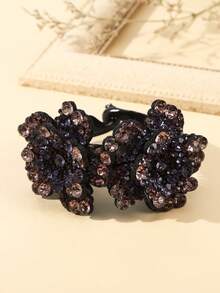 1 件水钻花朵发夹（水钻颜色随机），爪夹，发夹，发夹，发夹，发夹，发饰，女士度假装 - 紫色 - 查看 3