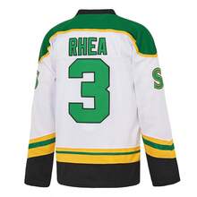 ST John's Shamrocks 3 Ross The BOSS Rhea 's Shamrocks Stitched Hockey Jersey With EMHL Patch White And Green Embroidered Stitched Sportswear Casual Training Long Sleeved Pullover