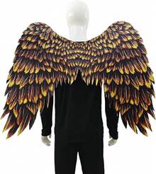 3D Printed Angel Wings Costume| Realistic Non-Woven Fabric Wings For Cosplay, Halloween, Theme Parties - 黑金 - 查看 3