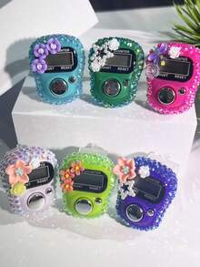 1pc 点阵花计数器，LED 显示计数器，手指计数器，便携式电子计数器，手动按钮计数计数器，迷你环形计数器 - 彩色 - 查看 2