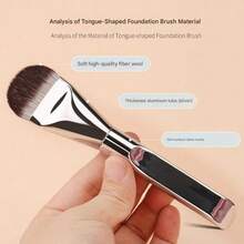 New Tongue-Shaped Foundation Brush - Ultra-Thin And Traceless Foundation - Flat-Head Foundation Brush - Special-Shaped Fan-Shaped Makeup Tool - Beauty Tool-Beauty Artifact,Travel,Travel Essential,Valentine's Day,Cheap,Travel Makeup Brush,Gifts For Women,Makeup Artist,Professional Complete Makeup Kit - Silver - View 5