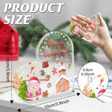 Decoración navideña de acrílico con forma de corazón: Lindo Papá Noel y Casa de Jengibre | Ideal para mesa (hogar/oficina) - Regalo festivo, encantador y único