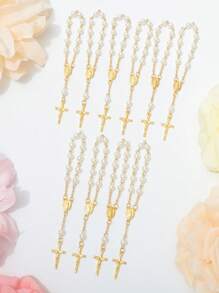 1/5/10 Sets Baptism Rosary Acrylic Rosary Beads Finger Baptism Rosaries For Baptism Favors Christening Favors Communion Favors Weddings Party Favors